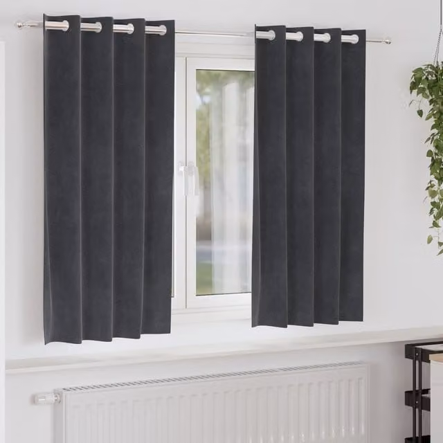 Berkfield Home Light Grey Velvet Blackout Curtains with Eyelets, 2 Pack, W: 140 cm, H: 175 cm