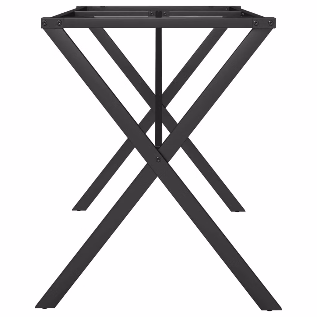 Berkfield Home X-Frame Dining Table Legs in Matt Black Steel, W/D/H: 140 x 60 x 73 cm – 2