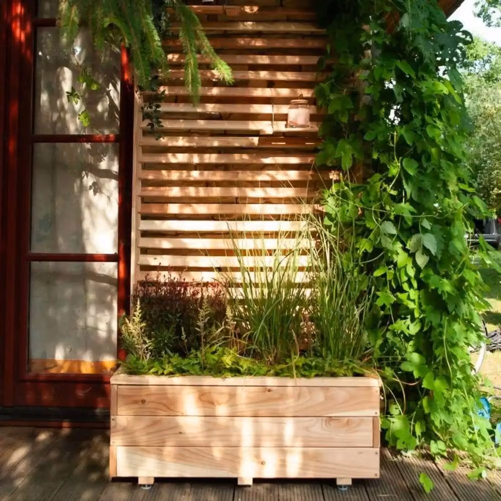 Jagram Garden Buildings Venetian Larch Wood Garden Planter with Trellis in Brown, W: 43 cm, D: 59 cm, H: 234 cm – 2