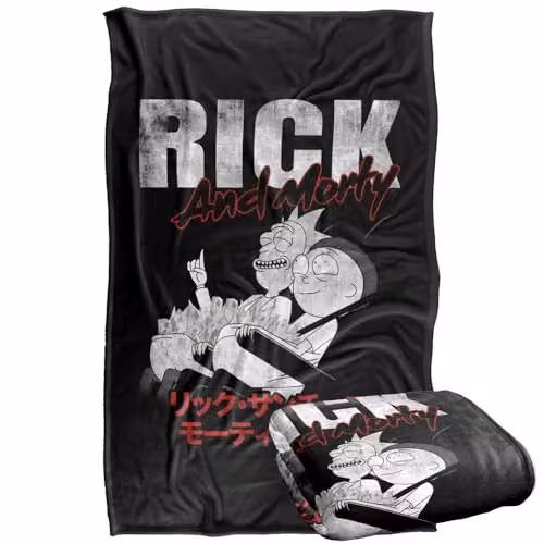 Warner Bros. Rick and Morty Manga Silky Touch Super Soft Fleece Throw Blanket, Multicolour, W: 91.44 cm x L: 147 cm