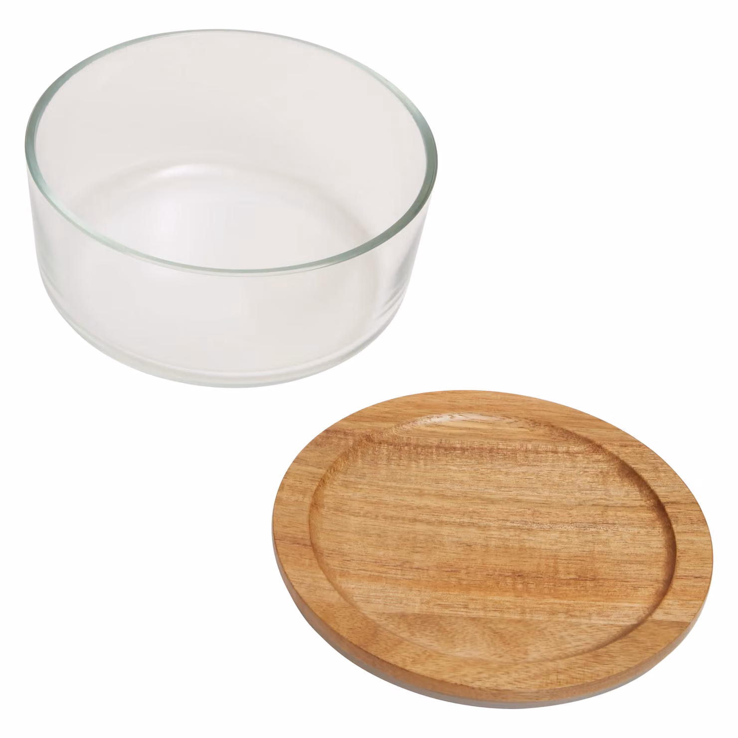 Orsina Airtight Round Glass Container with Acacia Wood Lid, 850ml, Transparent and Beige – 2