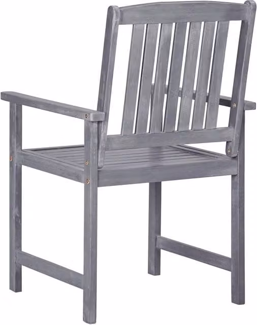 Berkfield Home Set of 4 Modern Garden Chairs in Grey Solid Acacia Wood
