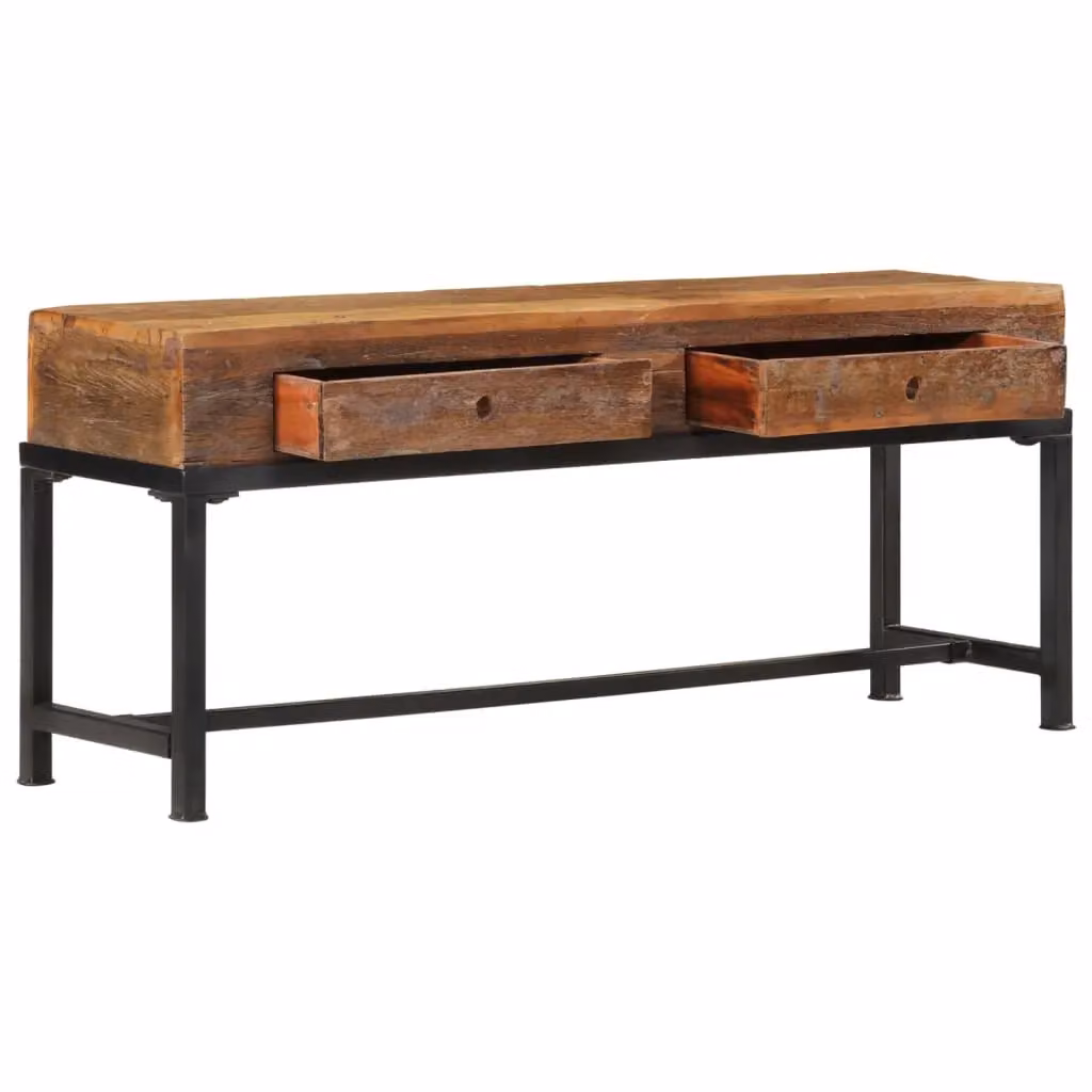Berkfield Home Industrial TV Cabinet in Brown Reclaimed Solid Wood and Metal, W: 110 cm, D: 30 cm, H: 46 cm – 2