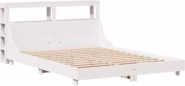 Berkfield Home Decorative Small Double Bed Frame in White Solid Pine, W/D/H: 120 x 200 cm