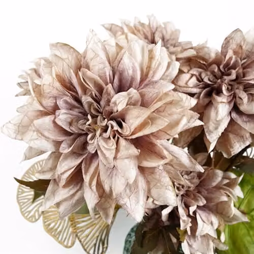 Leaf Pack of 6 Dusty Pink Artificial Dahlia Flower Stems, Height: 55 cm – 3
