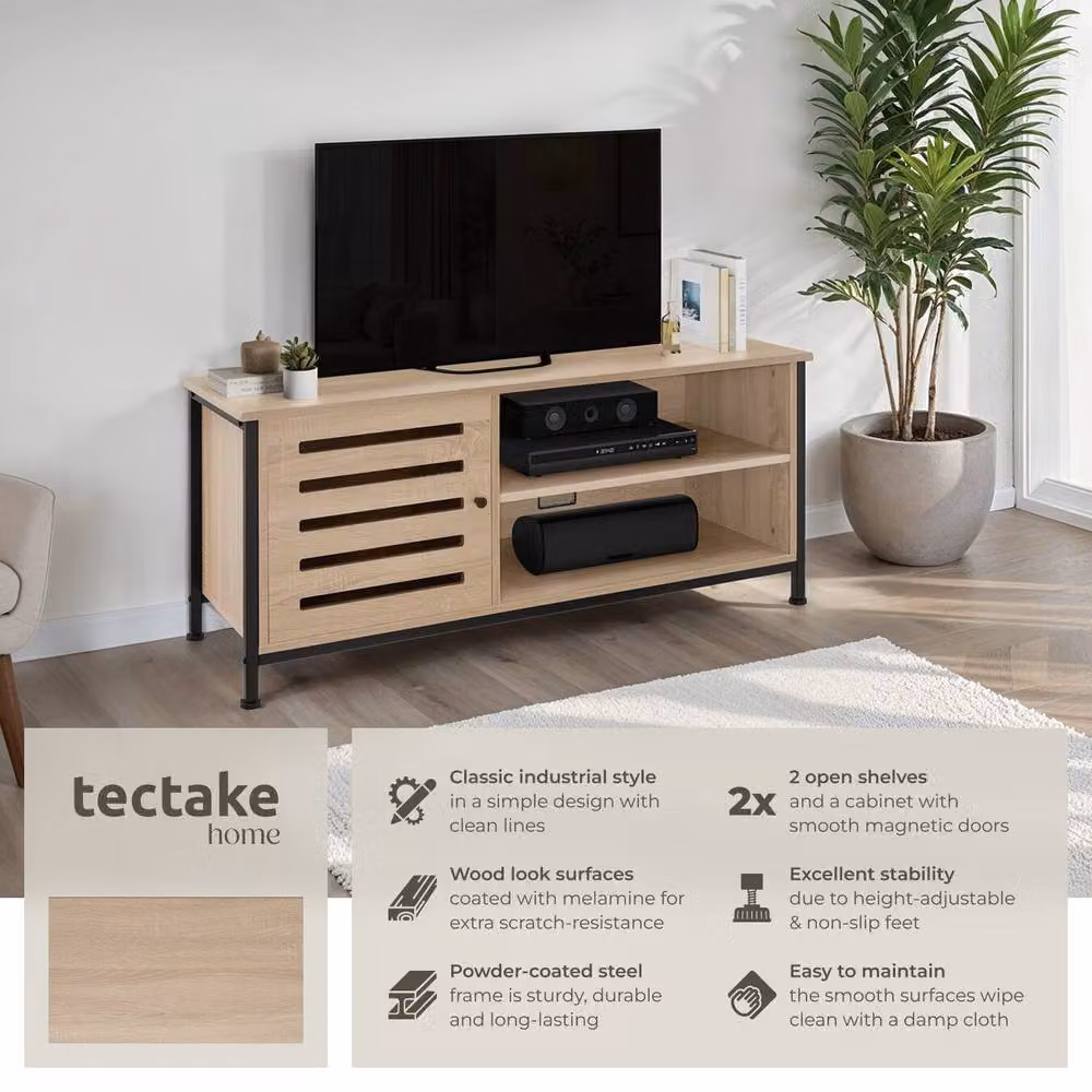 tectake Galway Industrial TV Stand in Brown and Black, Width: 110 cm – 2