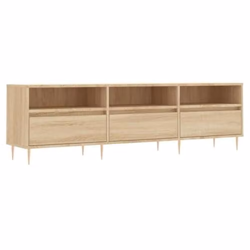 vidaXL Industrial TV Cabinet in Brown Oak with Metal Accents, W/D/H: 150 x 30 x 44.5 cm