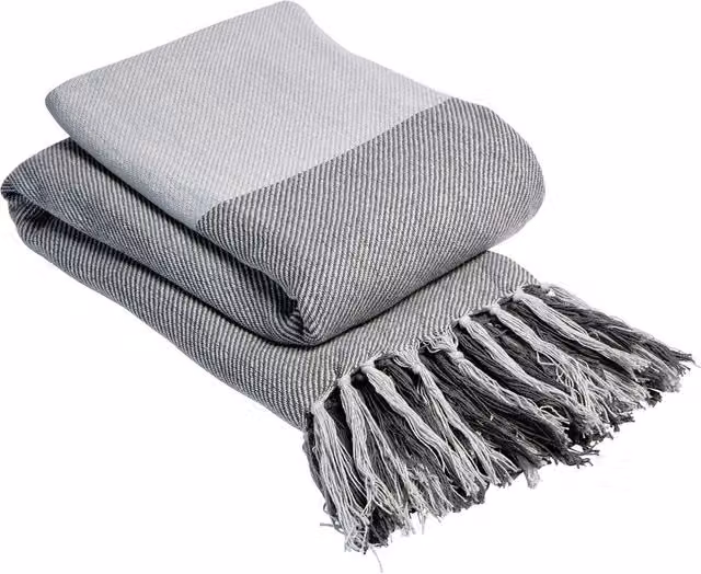 New Edge Blinds Check Pure Cotton Throw in Grey, W: 228 cm x D: 254 cm – 1