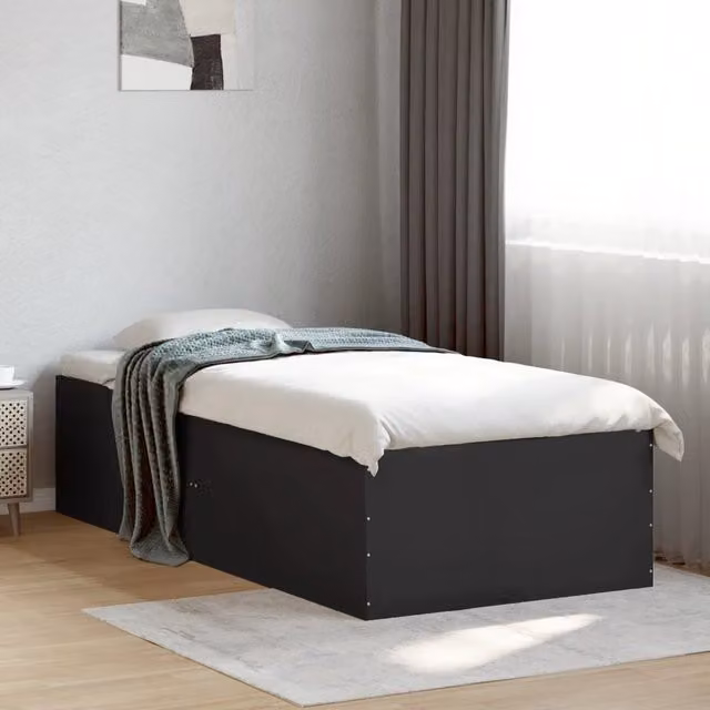 Berkfield Home Modern Bed Frame in Black, W/D/H: 90 x 200 cm