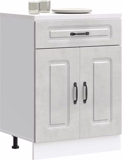 Berkfield Home Kalmar Modern Kitchen Base Cabinet in Concrete Grey Matt Engineered Wood
