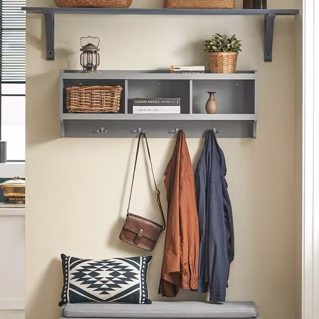 SoBuy Modern Wall Mounted Display Storage Cabinet in Grey with Internal Shelves and Matt Finish