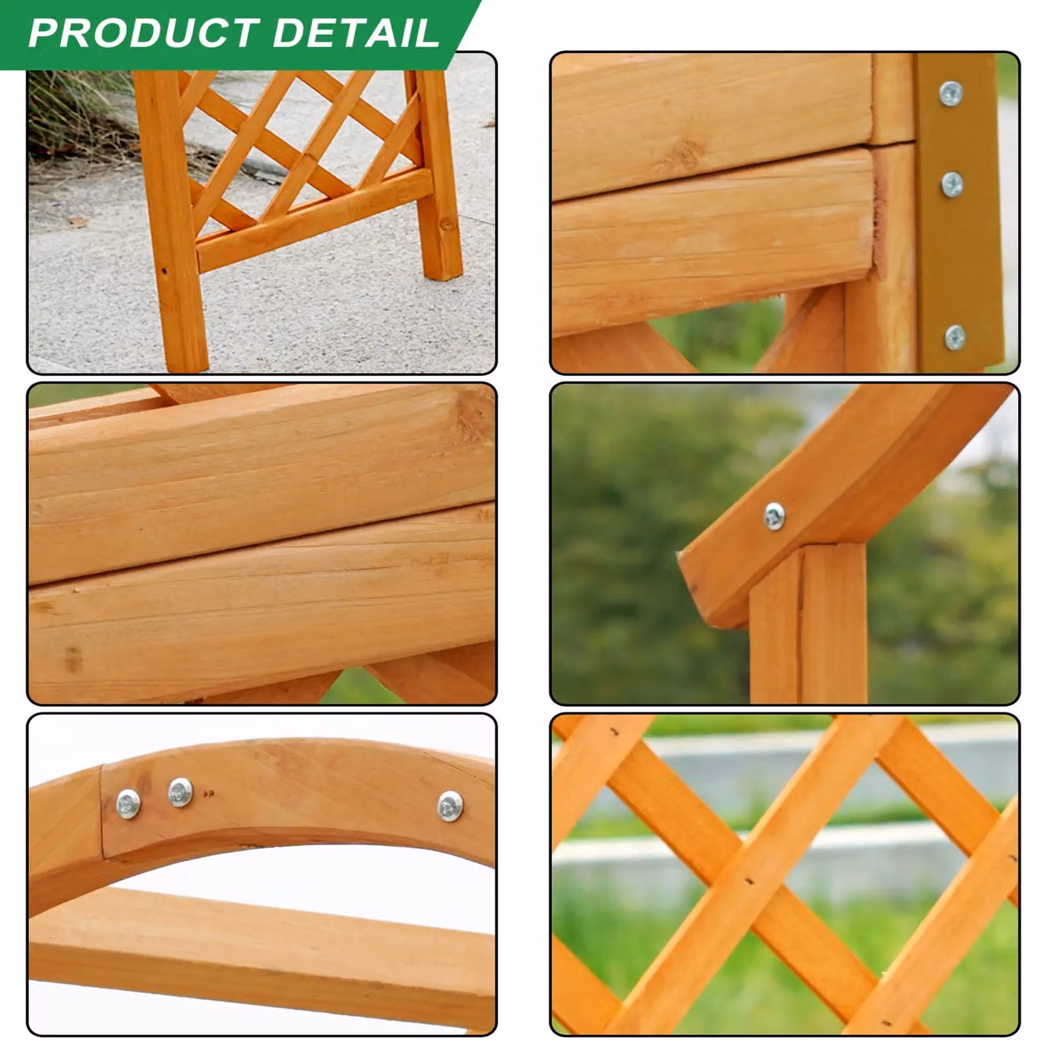 Gr8 Garden Wooden Garden Arch Pergola Trellis with Curved Support for Climbing Plants, Brown, H 221.0 cm x W 113.0 cm x D 40.0 cm – 3