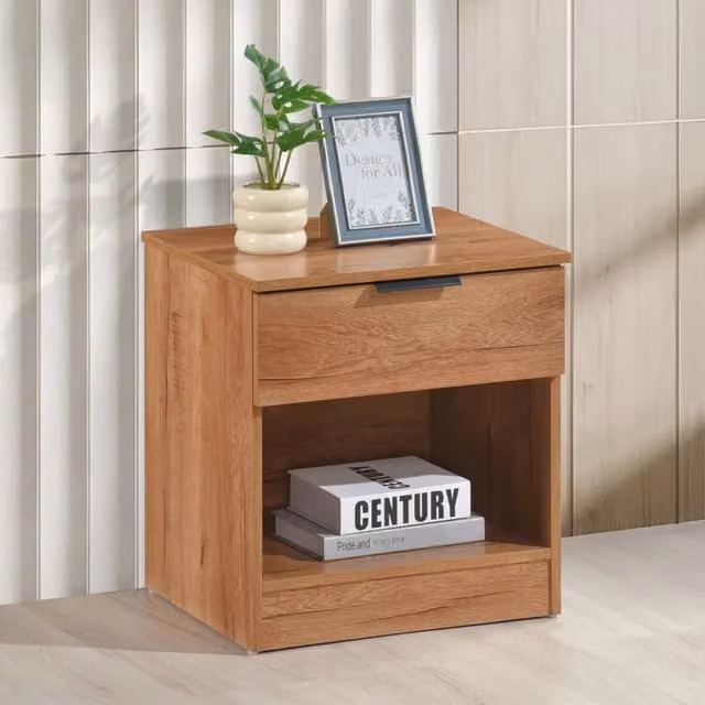 Swish Furniture Modern Oak Bedside Table in Brown