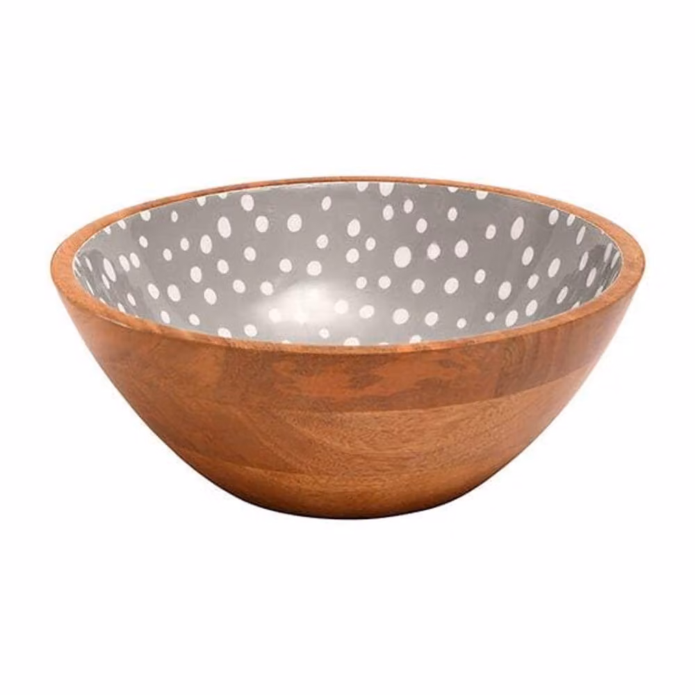 Dexam Sintra Mango Wood Spotted Salad Bowl in Stone, Grey, Brown and Multicolour – 2