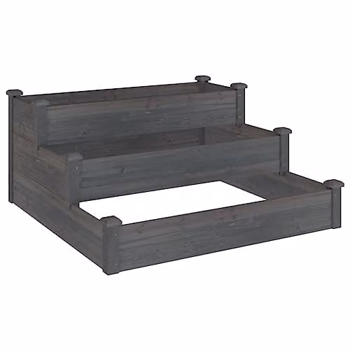 vidaXL Grey Wooden Raised Bed for Vegetable and Ornamental Gardens W/D/H: 120 x 120 x 56 cm