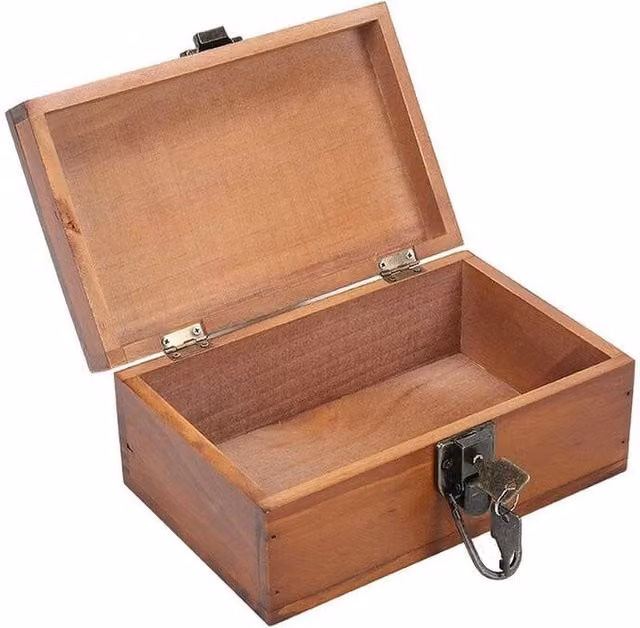 SPETLEK Lockable Vintage Solid Wood Treasure Chest Storage Box in Brown – 1