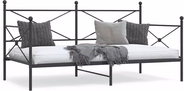 Berkfield Home Metal Day Bed in Black, W/D/H: 100 x 200 cm