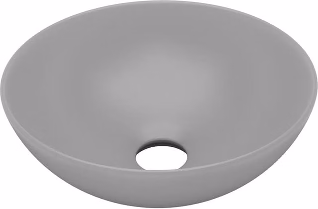 Berkfield Home Round Ceramic Countertop Bathroom Sink in Light Grey