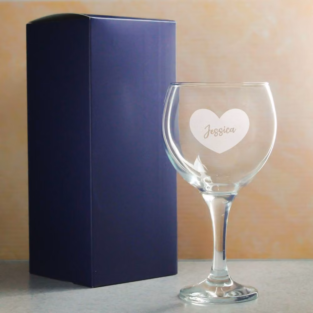 Uniqueful Personalised Heart Design Gin Balloon Cocktail Glass in Clear – 2