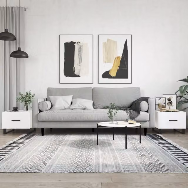 Berkfield Home Set of 2 White Square Coffee Tables, W/D/H: 50 x 50 x 40 cm – 1
