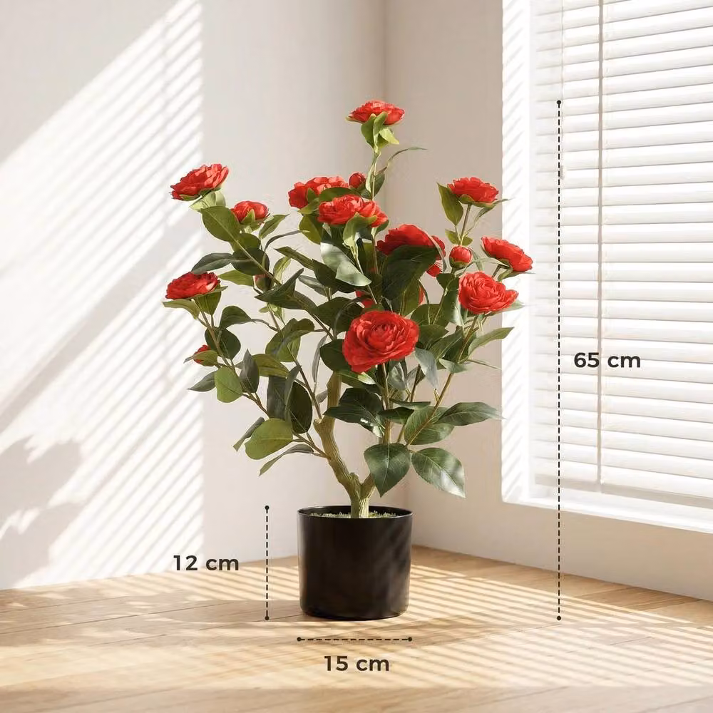 EONLION Red Artificial Camellia Flower Plant, Height: 100 cm – 1