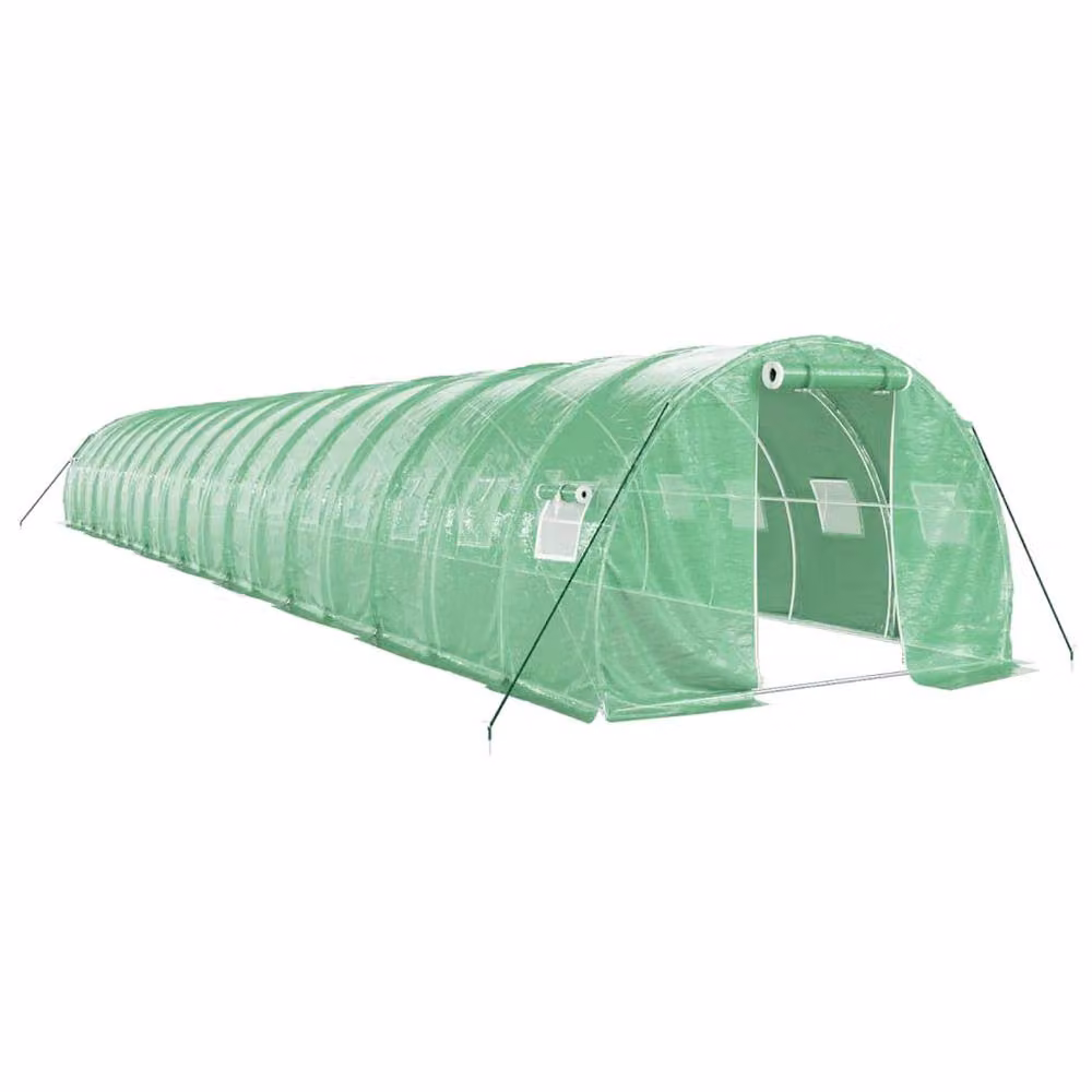 Berkfield Home Freestanding Greenhouse with Steel Frame and Plastic Windows in Green, W/D/H: 18 x 3 x 2 m – 2