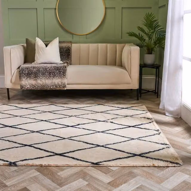 OHS Geometric Modern Area Rug, Black and White, W: 160 cm, D: 230 cm – 2