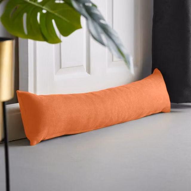Luxury Living Velvet Chenille Draught Excluder in Orange – 1