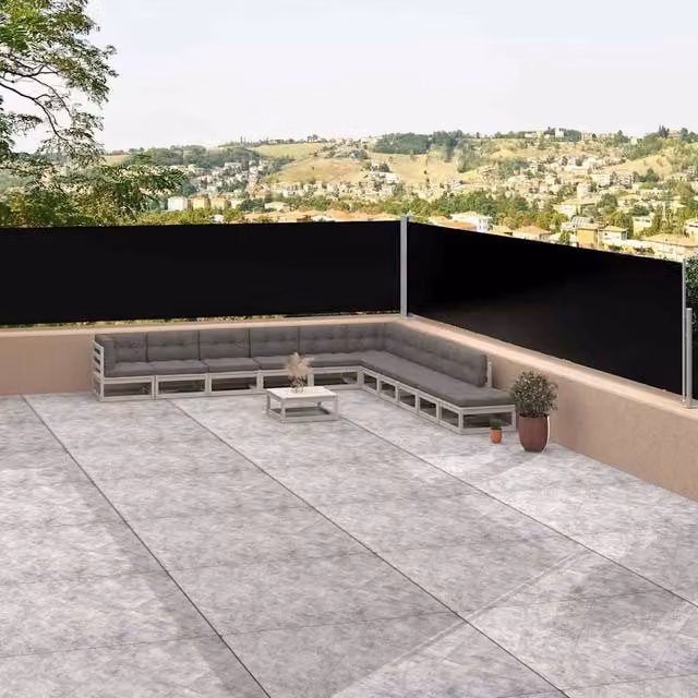Berkfield Home Retractable Single Roller Side Awning in Black, W/H: 1200 x 117 cm