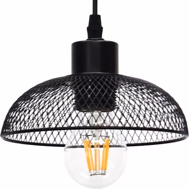 First Choice Lighting Cassidy Small Black Metal Mesh Industrial Cylinder Pendant Shade – 1
