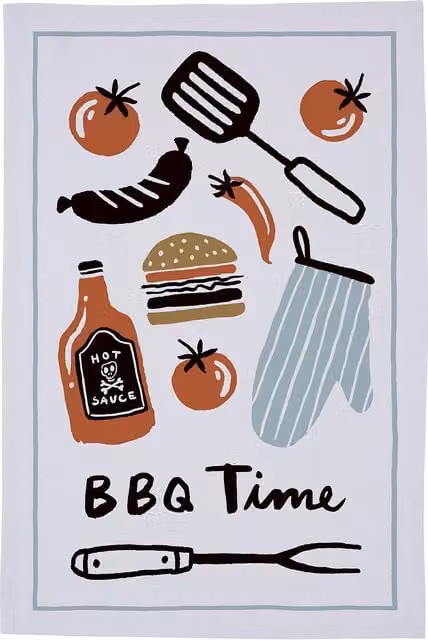 Ulster Weavers BBQ Time Graphic Print 100% Cotton Tea Towel, Multicolour