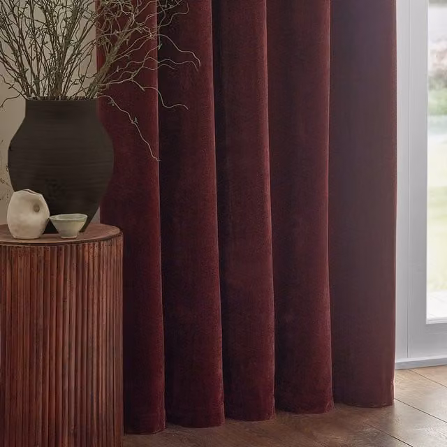 Make It A Home Beetroot Red Velvet Eyelet Room Darkening Curtains, W: 137 cm, H: 229 cm