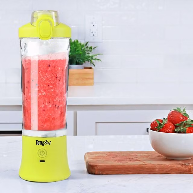 Koolatron Portable Blender Smoothie Maker with Pulse Function, 600ml, Yellow