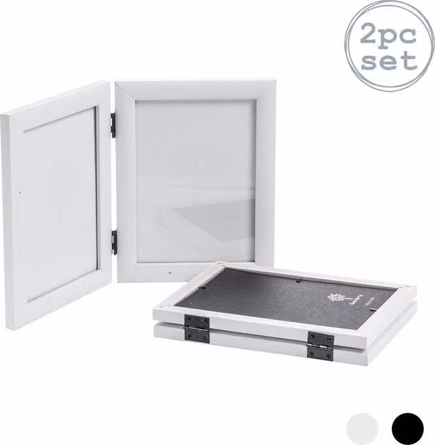 Nicola Spring Modern Rectangular Folding 2 Photo Frame, White, 12.7 x 17.78 cm
