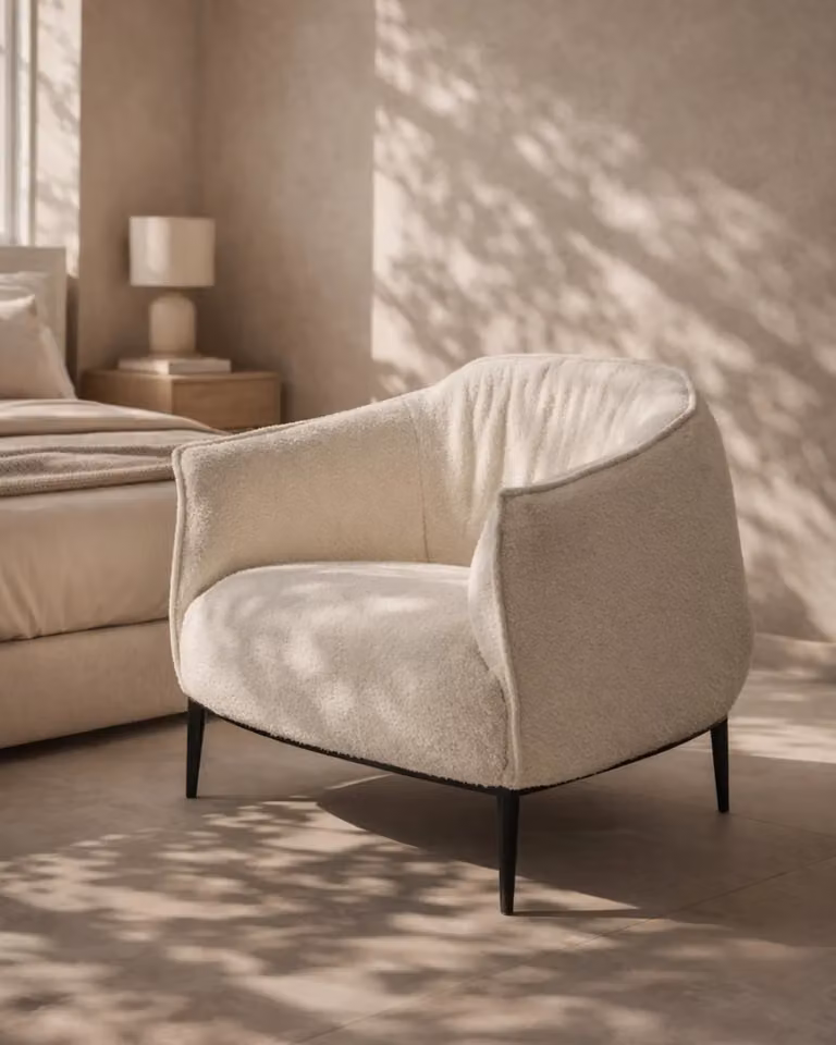 Tommy Franks Tyrone Lounge Chair in Black and White Bouclé with Metal Frame, W/D/H: 75 x 80 x 84 cm