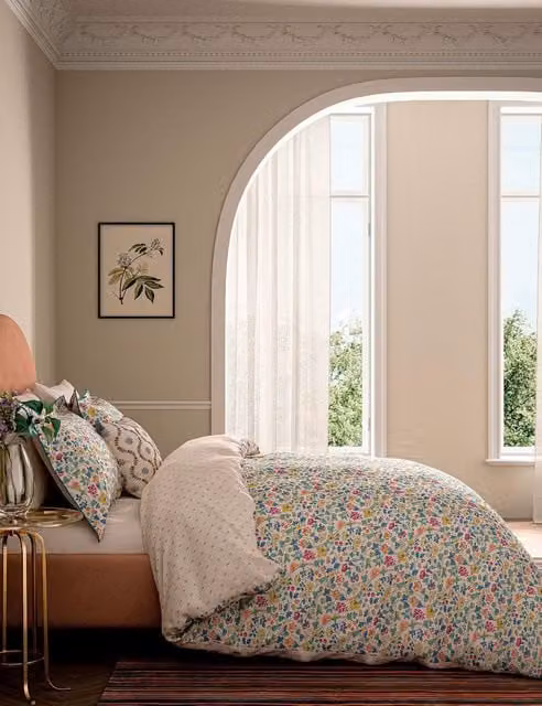 V&A Bountiful Garden Floral Cotton Bedding Set, Multicolour, W: 200 cm x H: 200 cm