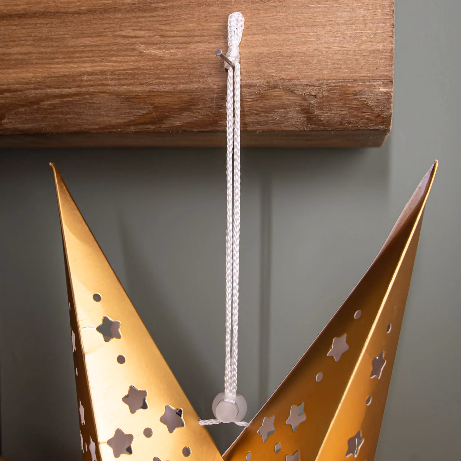 Samuel Alexander Gold Origami Hanging Christmas Star with LED Lights, 50 cm – 2
