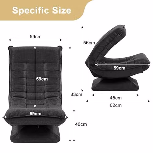 HYGRAD BUILT TO SURVIVE 360-Degree Swivel Armchair, Grey Folding Recliner with Adjustable Backrest and Headrest – 2