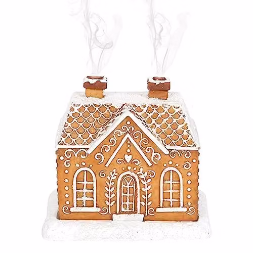 KDMD Christmas Gingerbread House Incense Cone Burner in Brown and Grey – 1