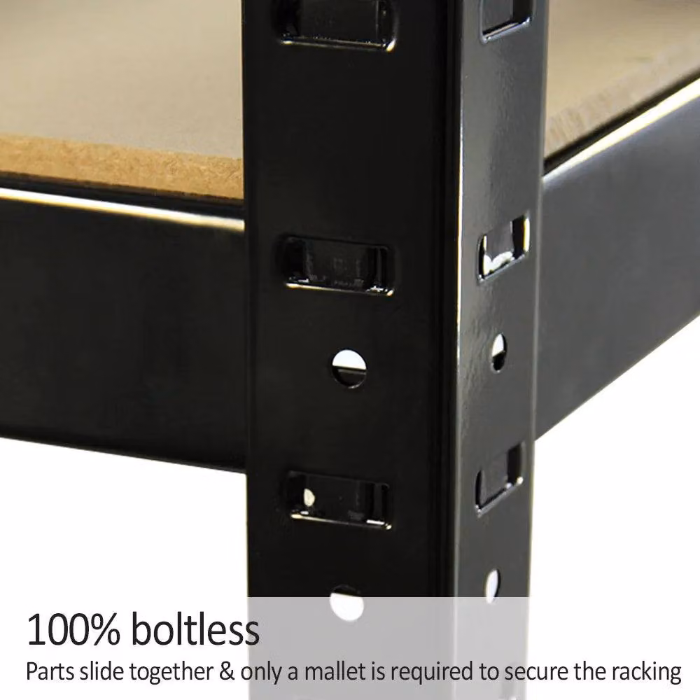 Monstershop Set of 8 T-RAX Black Metal and MDF Racking Units with Adjustable Shelves, W/D/H: 75 x 30 x 150 cm – 5