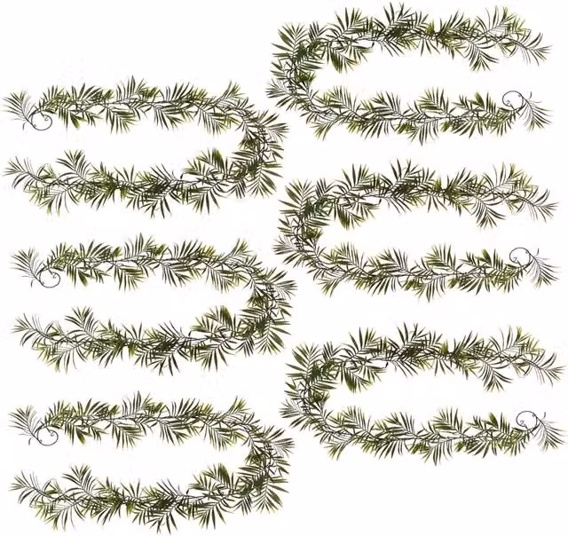 Green Artificial Hanging Palm Leaf Garlands, 6 Pack, Length: 190 cm, Diameter: 10 cm