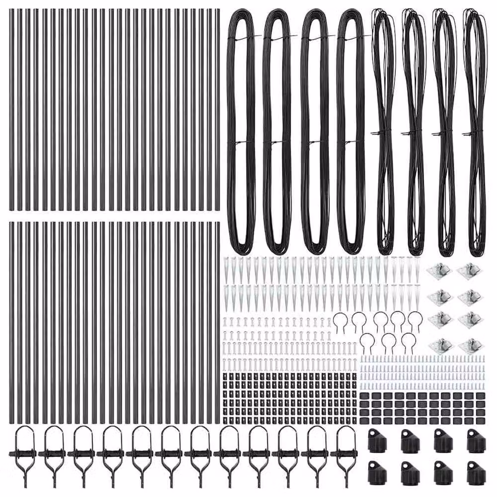vidaXL 52-Piece Set of Grey Galvanised Steel Round Fence Posts with Spike, Height: 80 cm, Diameter: 32 mm – 4