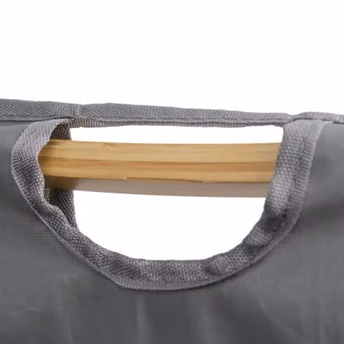 JVL Bambanio Foldable Bamboo Laundry Storage Hamper with Lid and Handles, 100 l, Grey – 2