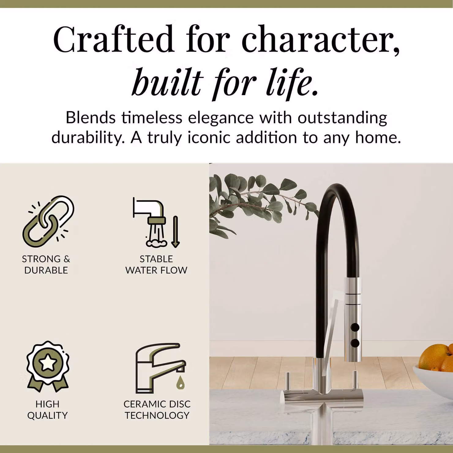 Balterley Rana Kitchen Mono Mixer Tap, Dual Lever Brass Construction, Polished Chrome in Silver, H 43.6 cm x W 22.0 cm – 2