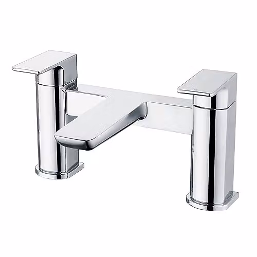 Nes Home Chrome Modern Round Bridge Deck Mounted Bath Filler Tap in Silver – 2