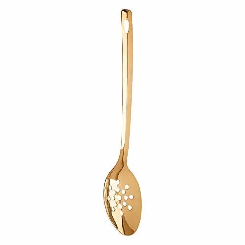 Orsina Stainless Steel Slotted Spoon with Gold and Copper Finish, H 33 cm x W 4 cm x D 7 cm