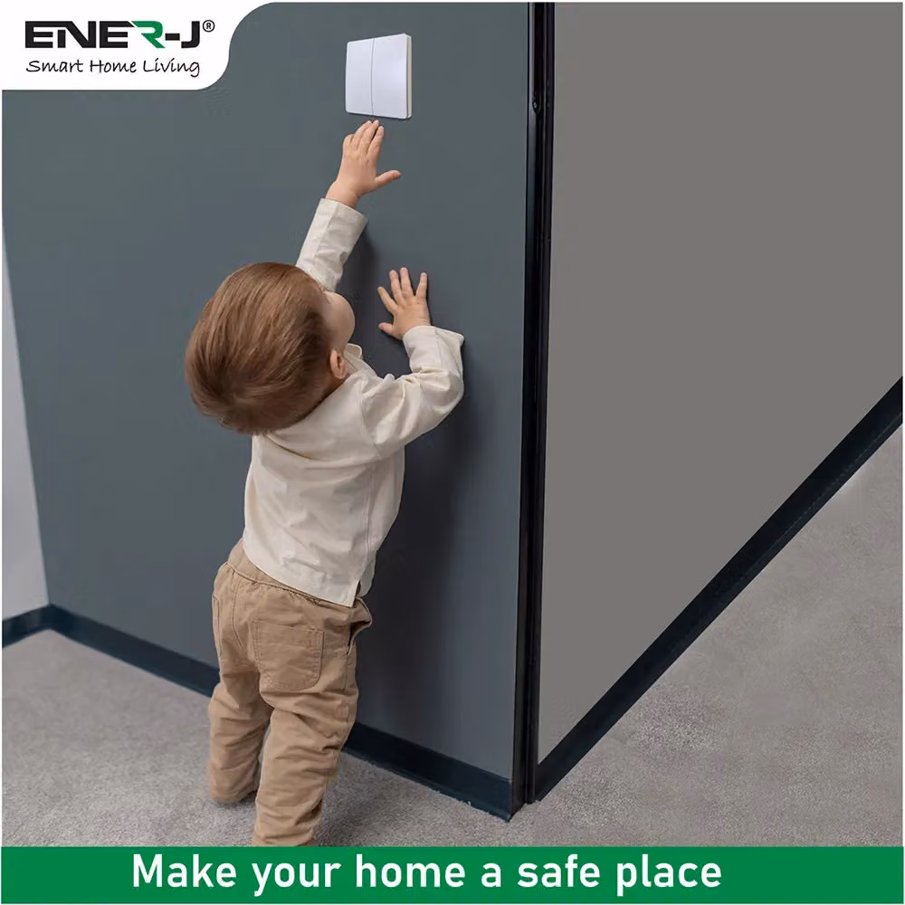 ENER-J 2 Gang Wireless Kinetic Switch and Two 500W RF Receivers in White and Light Beige – 2