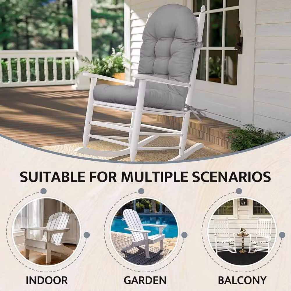 SPETLEK High Back Rocking Chair with Cushion in Light Grey – 5