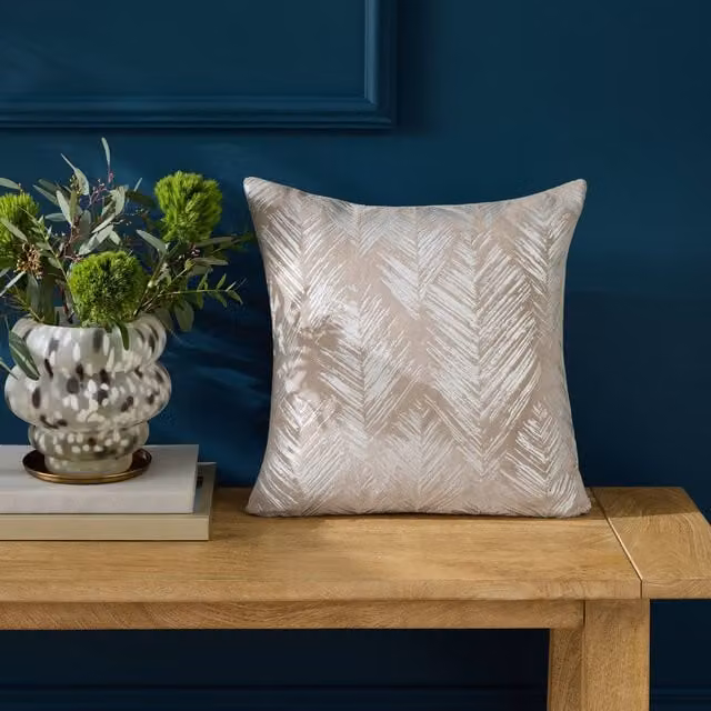 Clarke & Clarke Folius Silver Feather Filled Square Floral Cushion, W/D/H: 43 x 43 x 43 cm