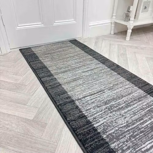 runrug Soft Hallway Runner Rug in Grey, W: 70 cm, L: 420 cm